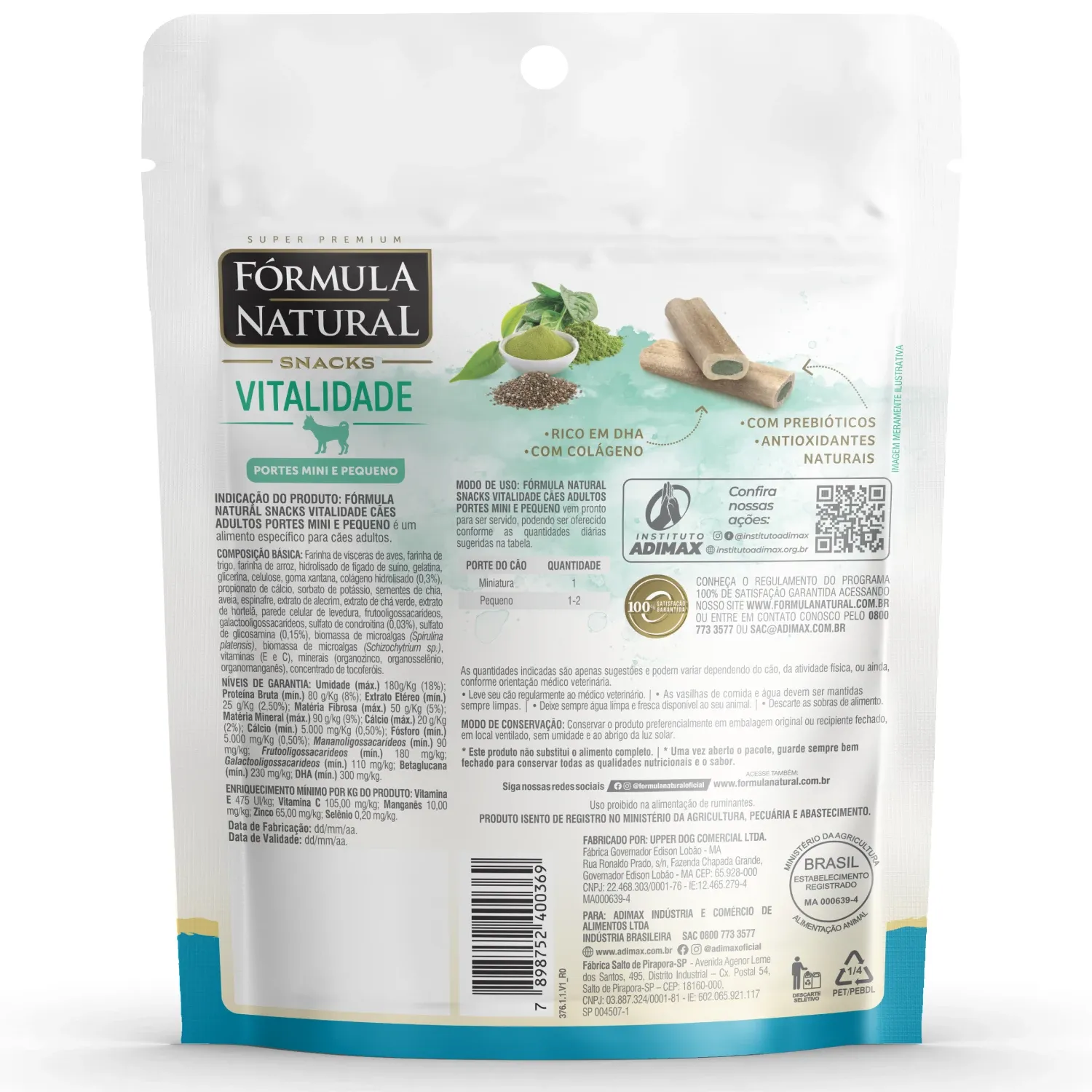 Snacks Fórmula Natural Vitalidade Cães Minis e Pequenos